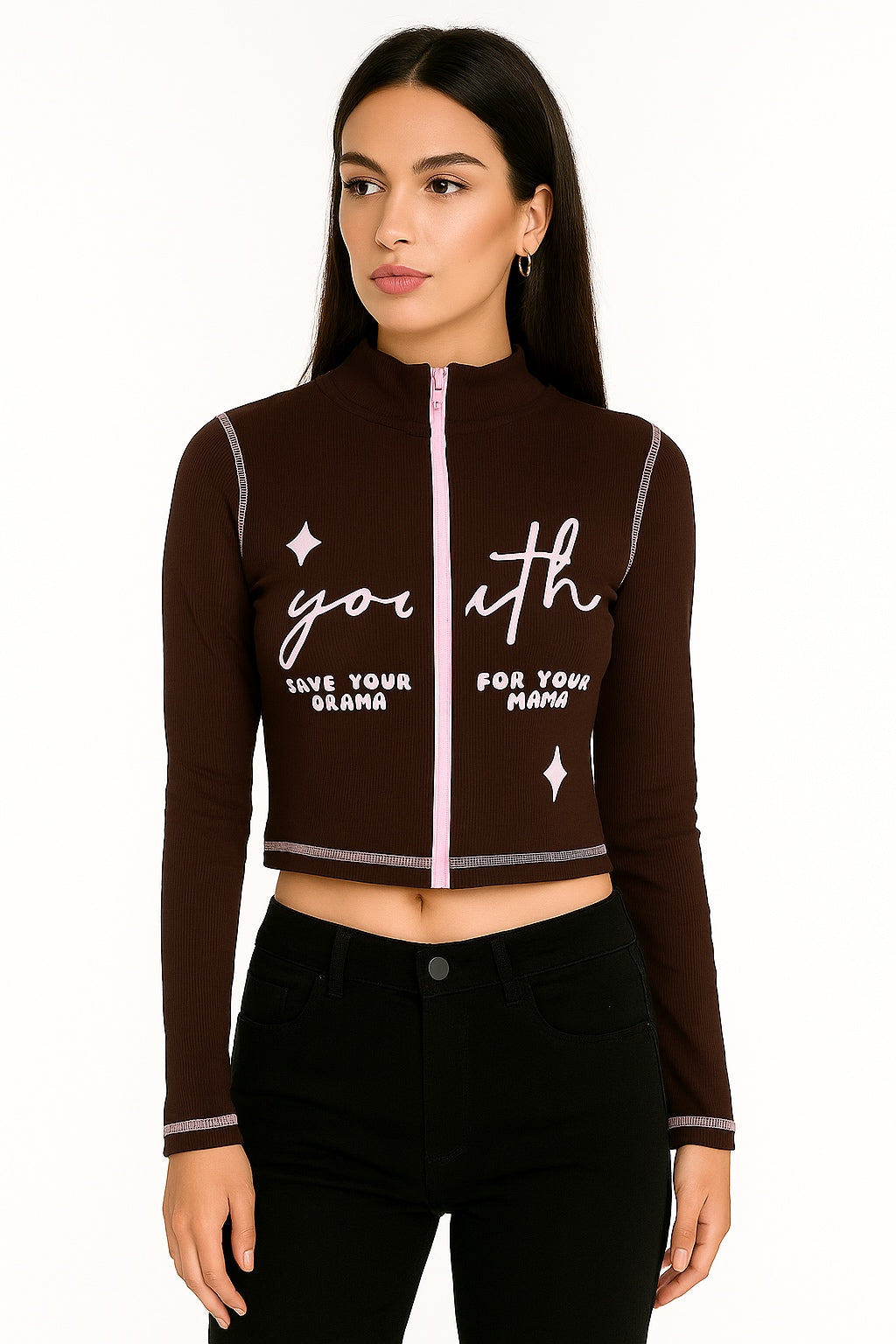 brown ripped zipper