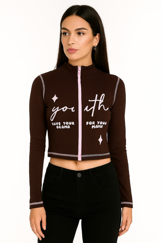 brown ripped zipper